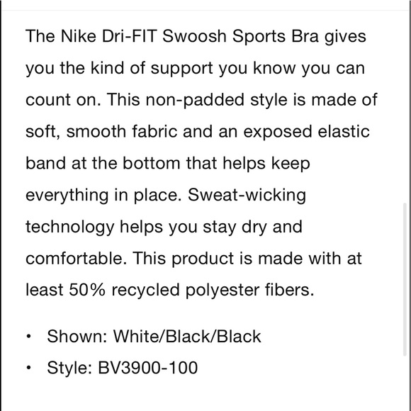 Nike sports bra (white, small) - Picture 6 of 12